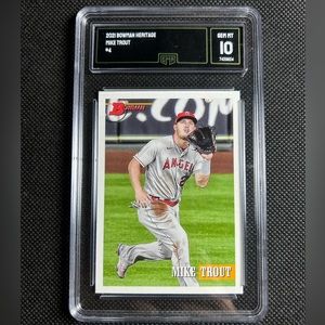 2021 Bowman Heritage Mike Trout Los Angeles Angels Gma 10 Gem Mint🔥🔥🔥